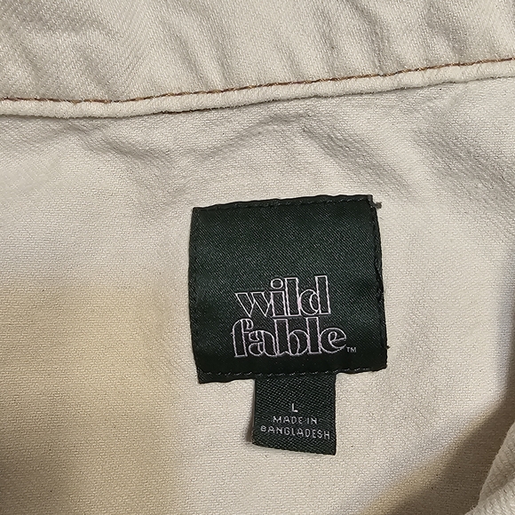 Wild Fable Cropped Raw Hem Denim Trucker Jacket Off White Ladies Large - Picture 4 of 6
